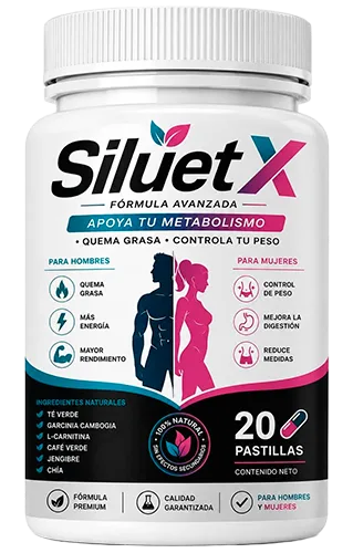 Siluet X — 20 pastillas (frasco) · 2 pastillas al día (1 antes del desayuno, 1 antes del almuerzo) · 10 días por frasco · curso recomendado 60-90 días
