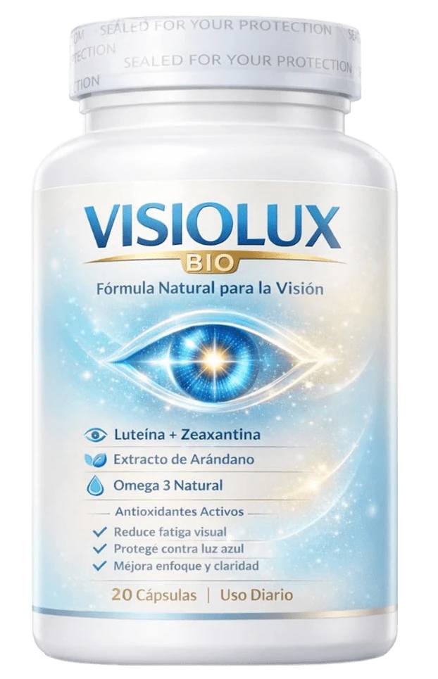 VISIOLUX BIO — 20 cápsulas (frasco) · 2 cápsulas al día (1 mañana, 1 noche) · 10 días por frasco · curso recomendado 60-90 días
